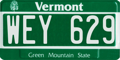 VT license plate WEY629