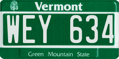 VT license plate WEY634