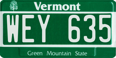 VT license plate WEY635