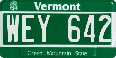 VT license plate WEY642