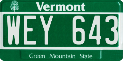 VT license plate WEY643
