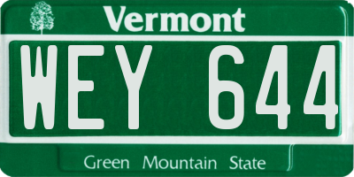 VT license plate WEY644