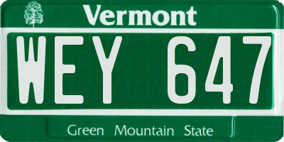 VT license plate WEY647