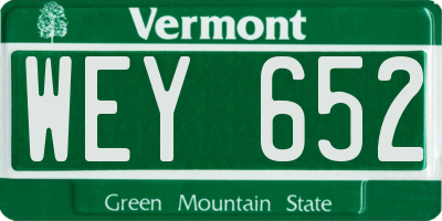 VT license plate WEY652