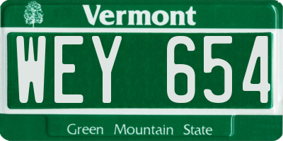 VT license plate WEY654
