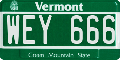 VT license plate WEY666