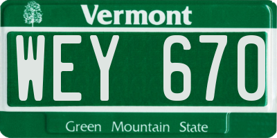 VT license plate WEY670