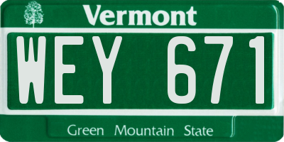 VT license plate WEY671