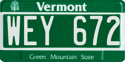 VT license plate WEY672