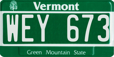 VT license plate WEY673