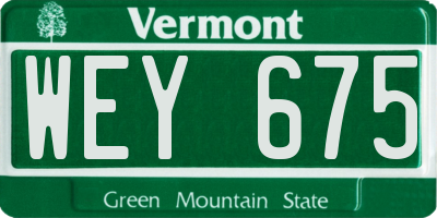 VT license plate WEY675