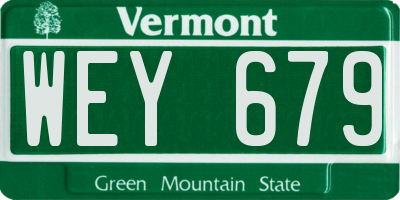 VT license plate WEY679