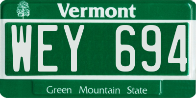 VT license plate WEY694