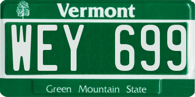 VT license plate WEY699