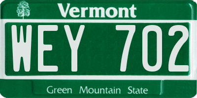 VT license plate WEY702