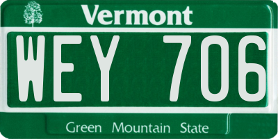 VT license plate WEY706