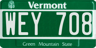 VT license plate WEY708