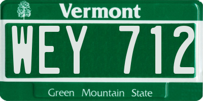 VT license plate WEY712