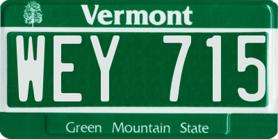 VT license plate WEY715