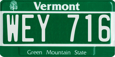 VT license plate WEY716