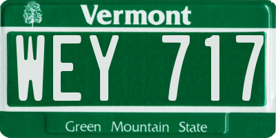 VT license plate WEY717