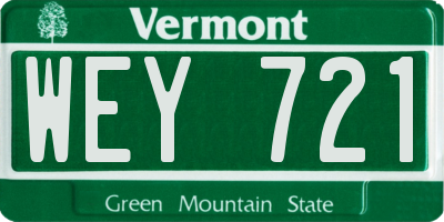 VT license plate WEY721