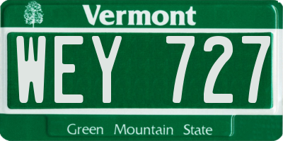 VT license plate WEY727