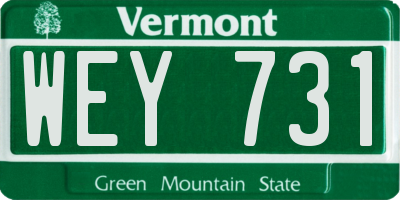 VT license plate WEY731