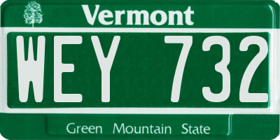 VT license plate WEY732