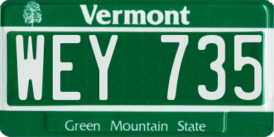 VT license plate WEY735