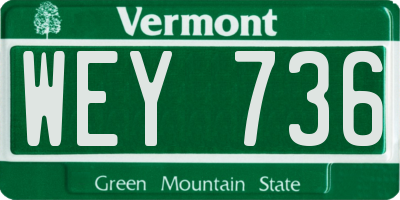VT license plate WEY736