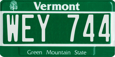 VT license plate WEY744