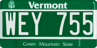 VT license plate WEY755