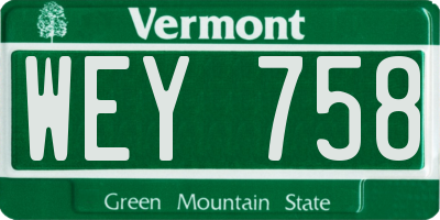 VT license plate WEY758