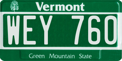 VT license plate WEY760