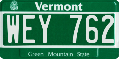 VT license plate WEY762
