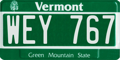 VT license plate WEY767