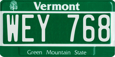 VT license plate WEY768