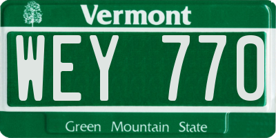 VT license plate WEY770