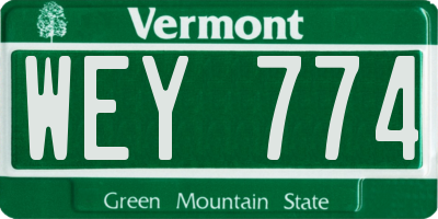 VT license plate WEY774