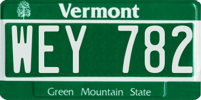 VT license plate WEY782