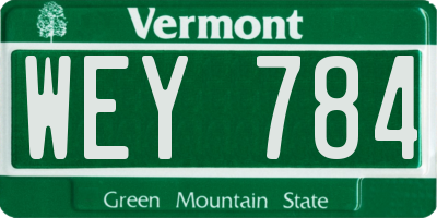 VT license plate WEY784