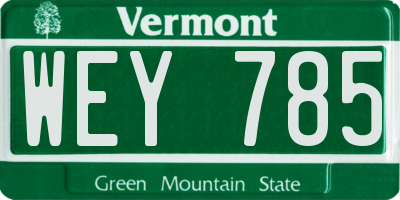 VT license plate WEY785
