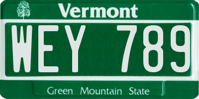 VT license plate WEY789
