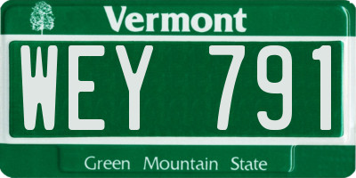 VT license plate WEY791
