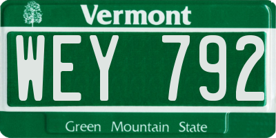 VT license plate WEY792