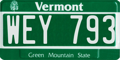 VT license plate WEY793