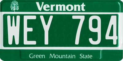 VT license plate WEY794
