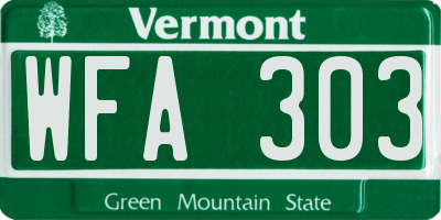 VT license plate WFA303