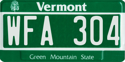 VT license plate WFA304